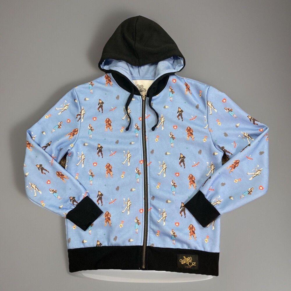 Rare The Wizard Of Oz At Sphere Full Zip Hoodie AOP Characters Adult Medium Blue